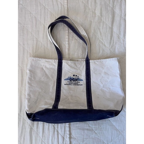 L.L. Bean Bags Vintage Ll Bean Tote Bag Large Navy Trim Boat Tote